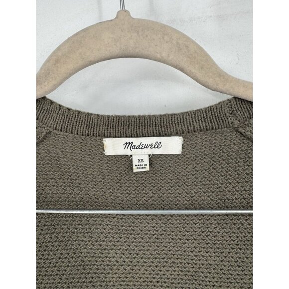 Madewell Palisades Knit Front Tie Open Cardigan Women XS Olive Green Open - Picture 4 of 10